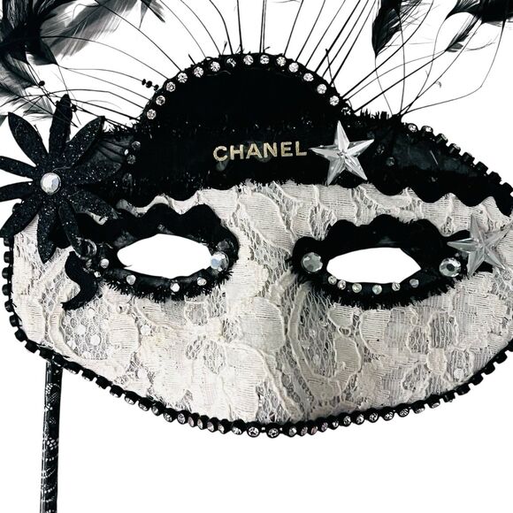 Masquerade Mask with Holding Stick Venetian Costume Mardi Gras Masks for Women - Picture 2 of 7